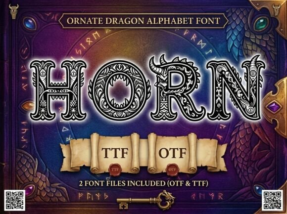 Horn: The Ornate Dragon Alphabet Typeface